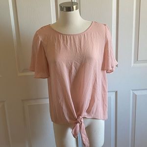 Pink Chiffon Short Sleeve Blouse